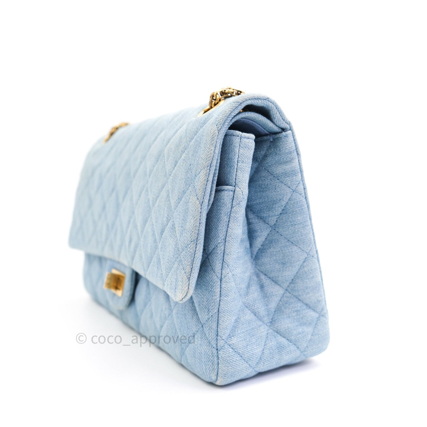 Chanel Reissue Quilted Denim Blue Gold Hardware 226