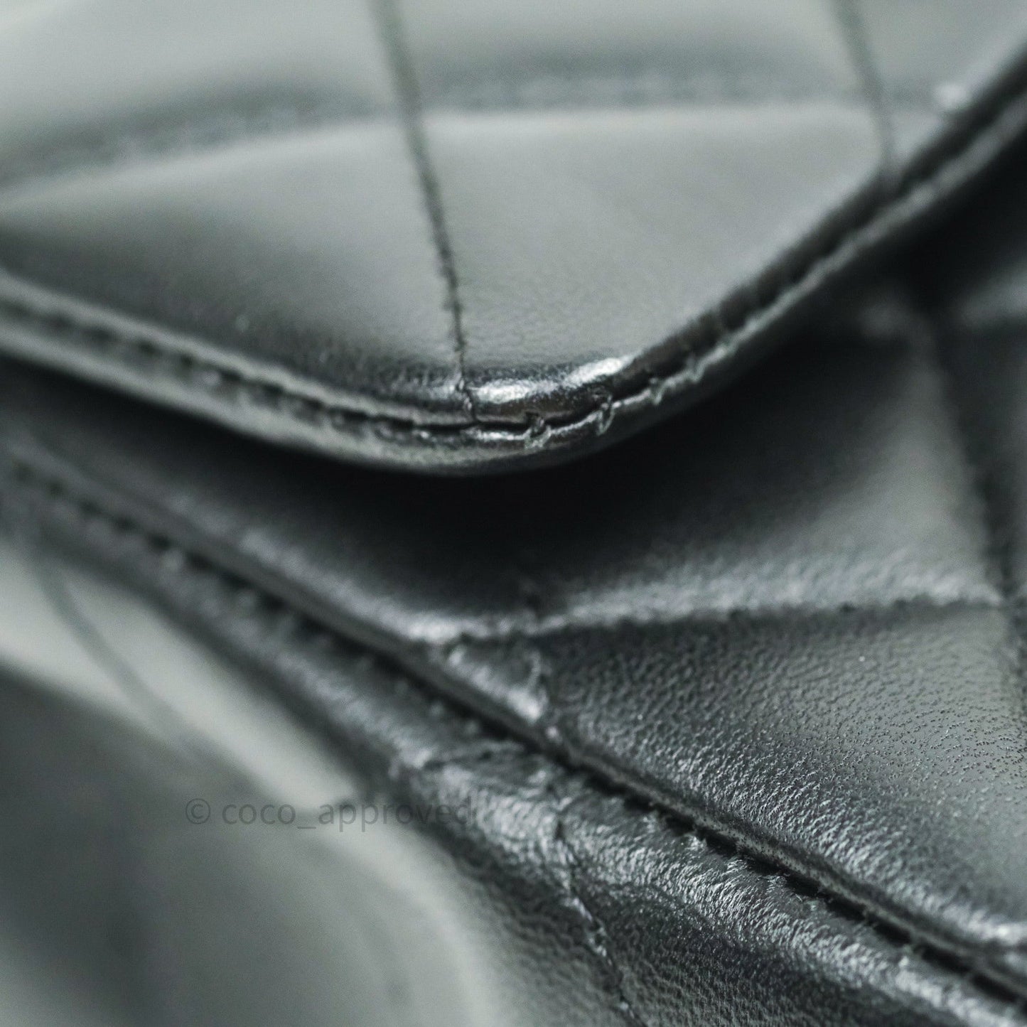 Chanel Quilted Mini Rectangular Black Lambskin Silver Hardware