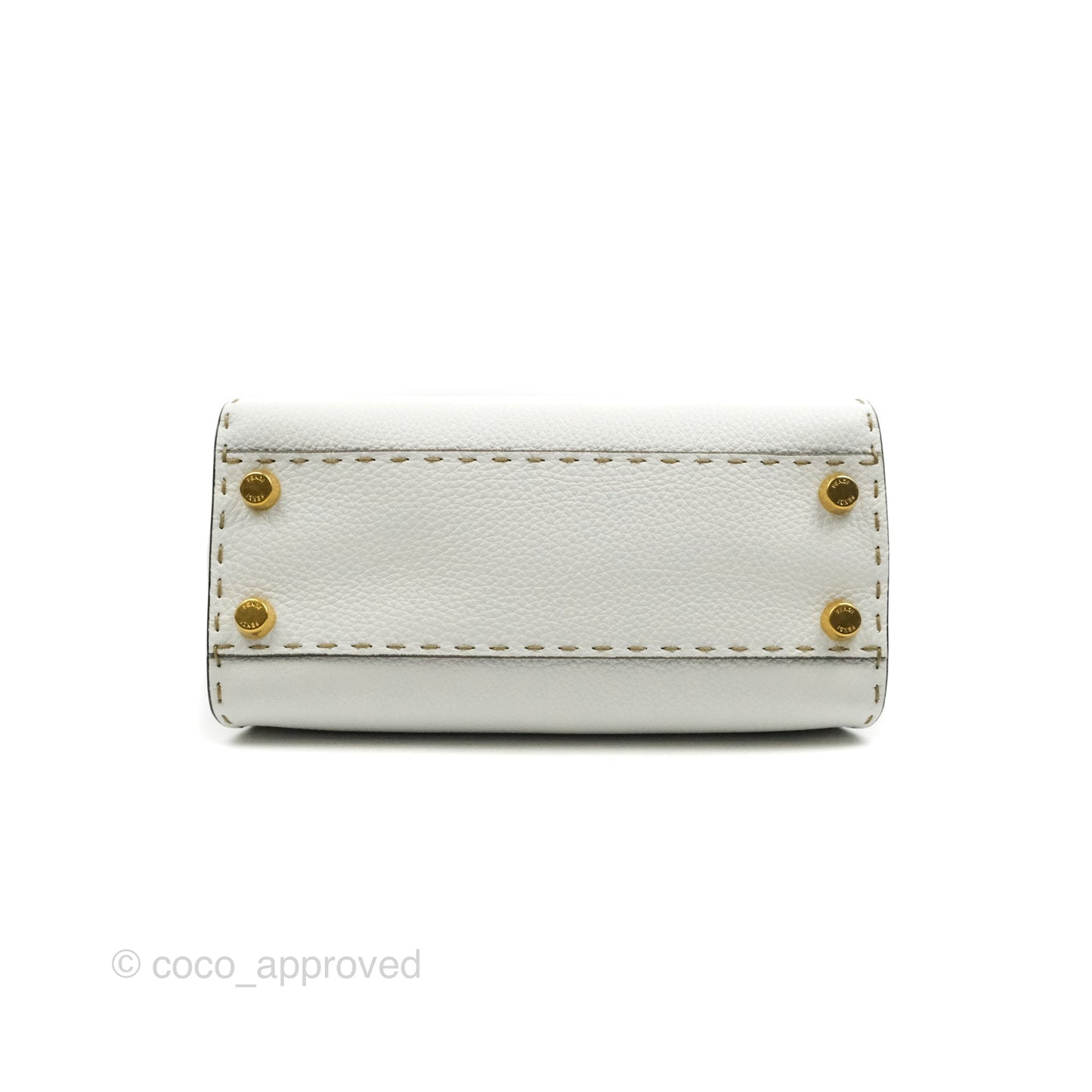 Fendi Peekaboo Mini White Grained Leather Gold Hardware