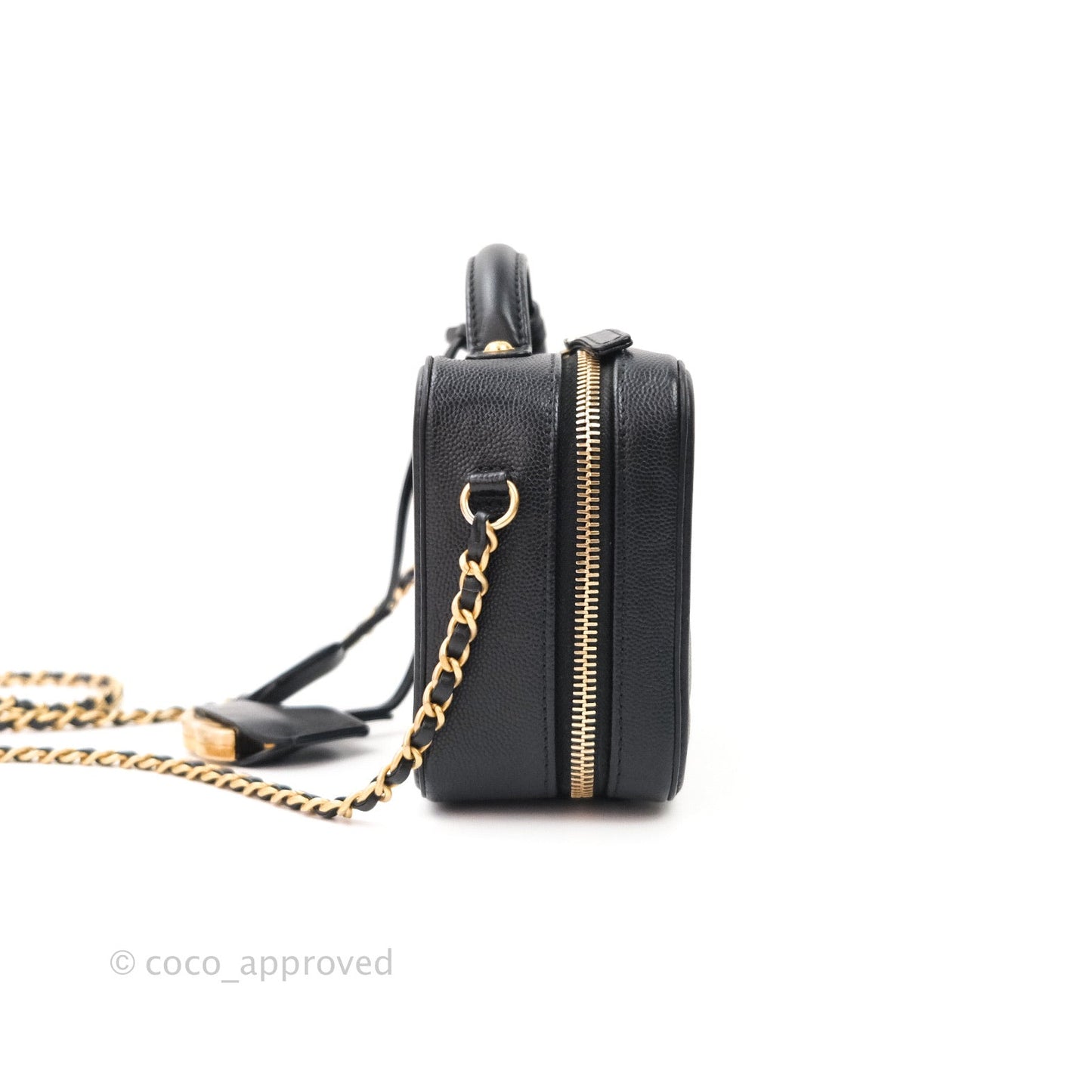 Chanel Quilted Small CC Filigree Vanity Case Black Caviar