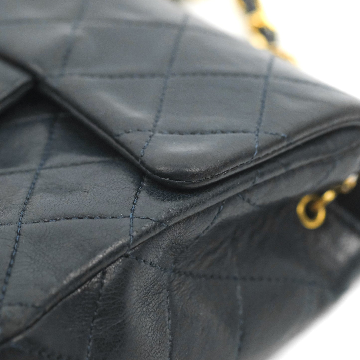 Chanel Vintage Mini Square Navy Lambskin 24K Gold Hardware