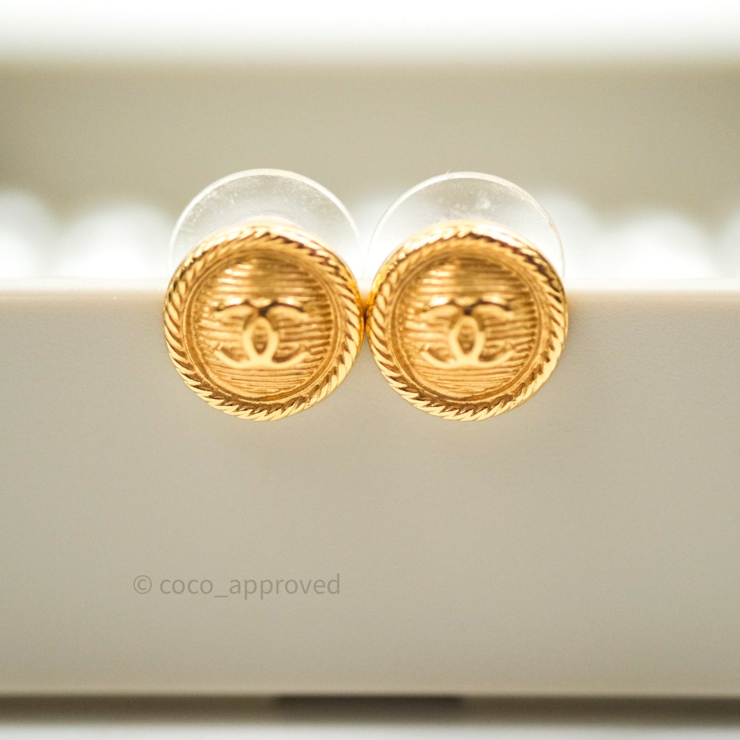 Chanel CC Earrings Gold Tone 18A
