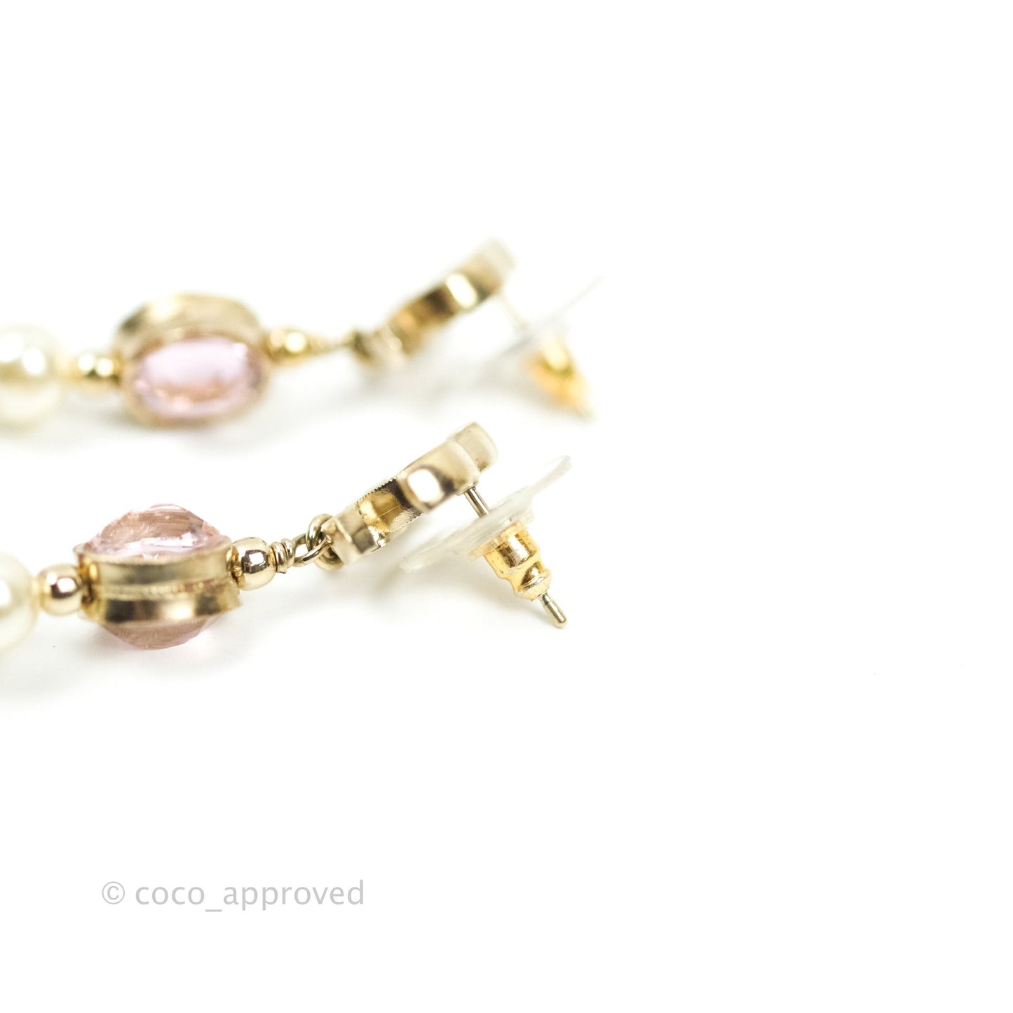 Chanel Crystal Gold Tone Drop Earrings 16P
