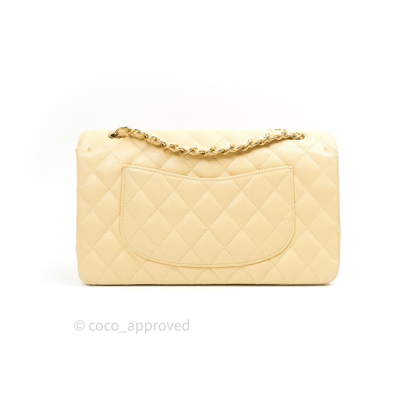 Chanel Vintage Classic Double Flap M/L Beige Caviar 24K Gold Hardware
