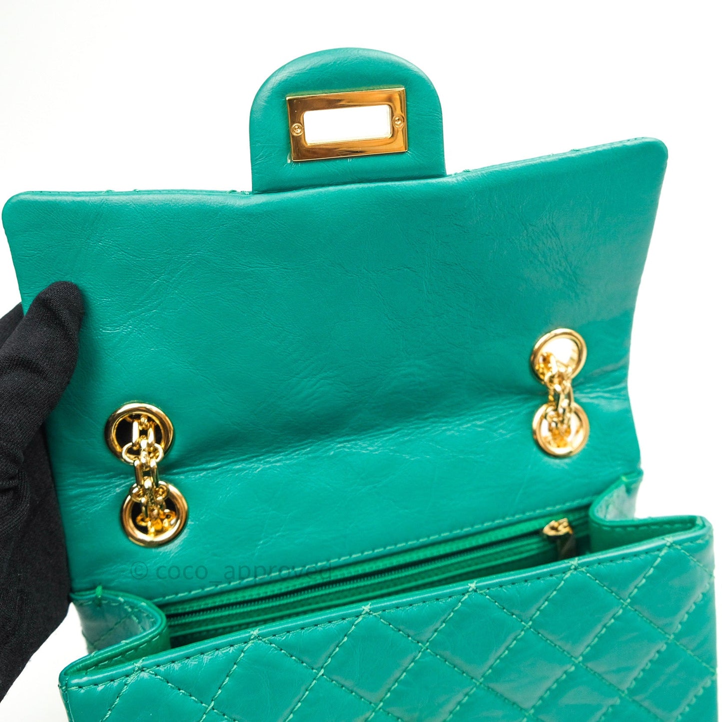 Chanel Mini Reissue 224 Green Aged Calfskin Gold Hardware