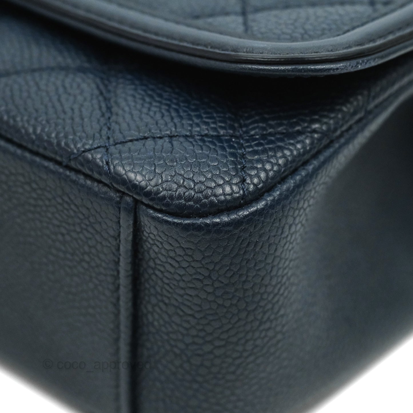 Chanel Quilted Medium CC Filigree Flap Navy Caviar Aged Gold Hardware