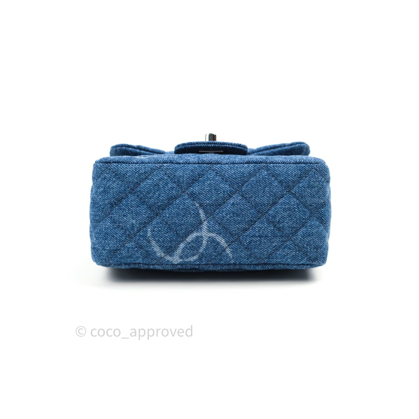 Chanel Mini Square Blue Denim Silver Hardware