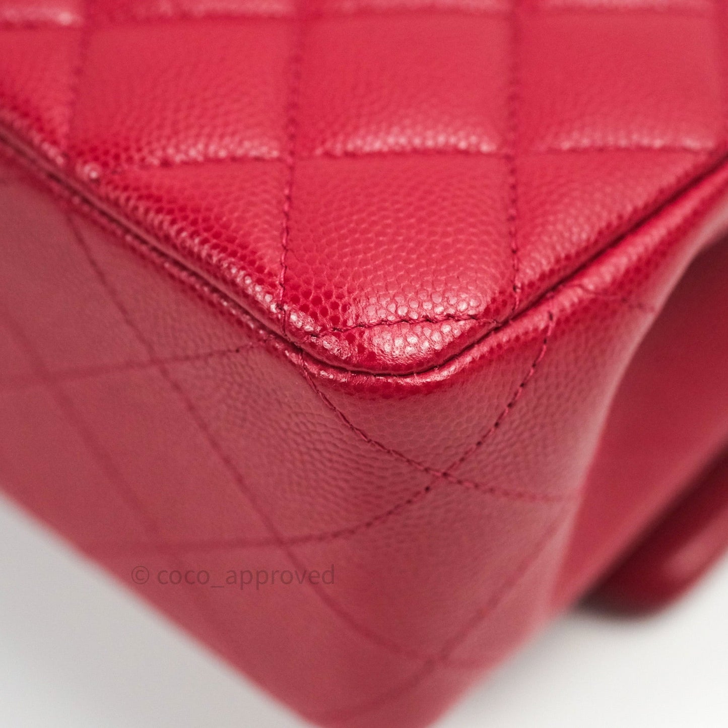 Chanel Classic M/L Medium Double Flap Bag Red Caviar Silver Hardware 18B