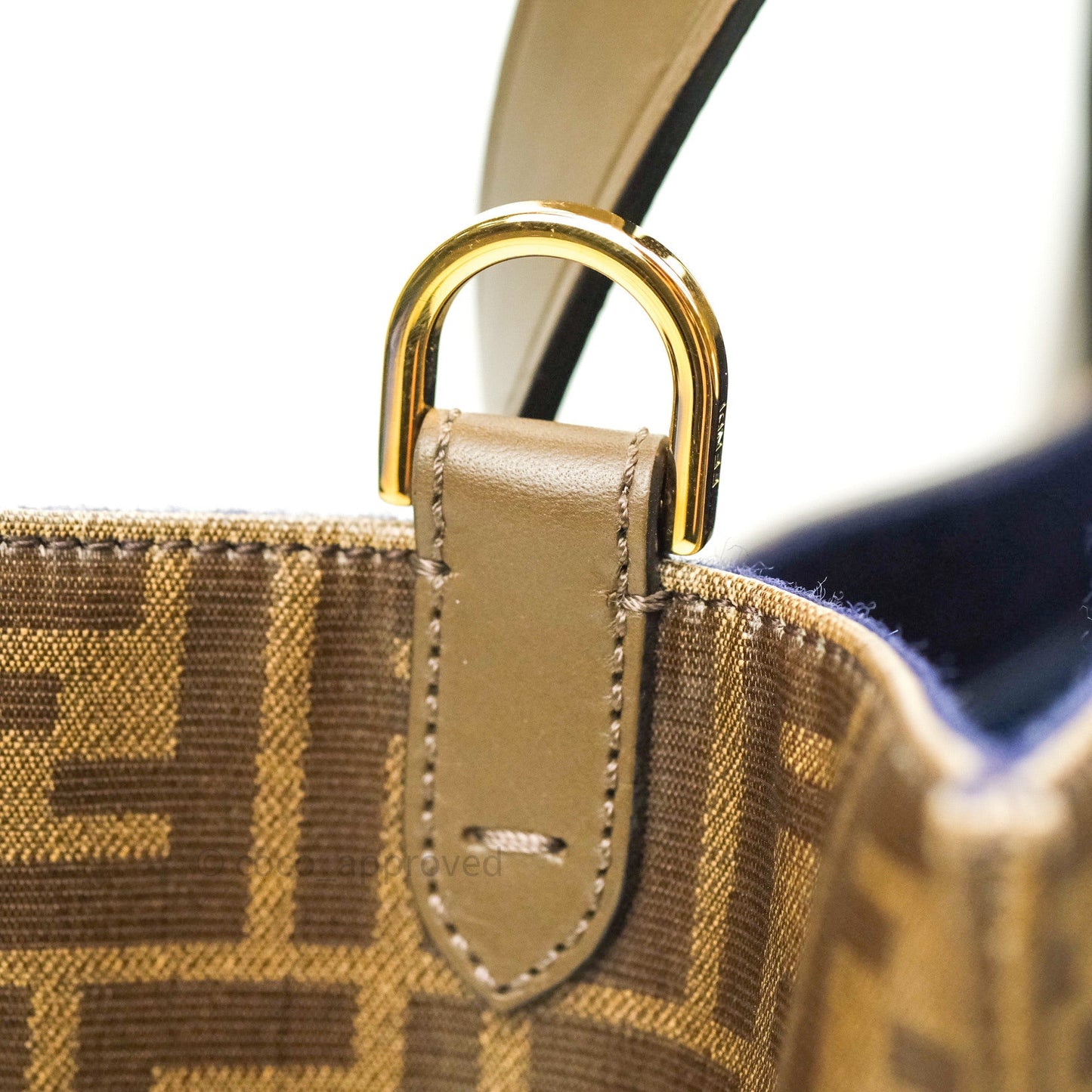 Fendi Zucca Coated Canvas Mania Shopping Tote Tobacco Blue