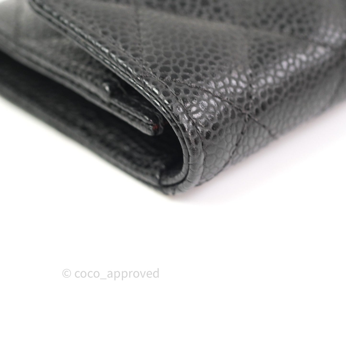 Chanel Card Holder Snap Button Black Caviar Gold Hardware