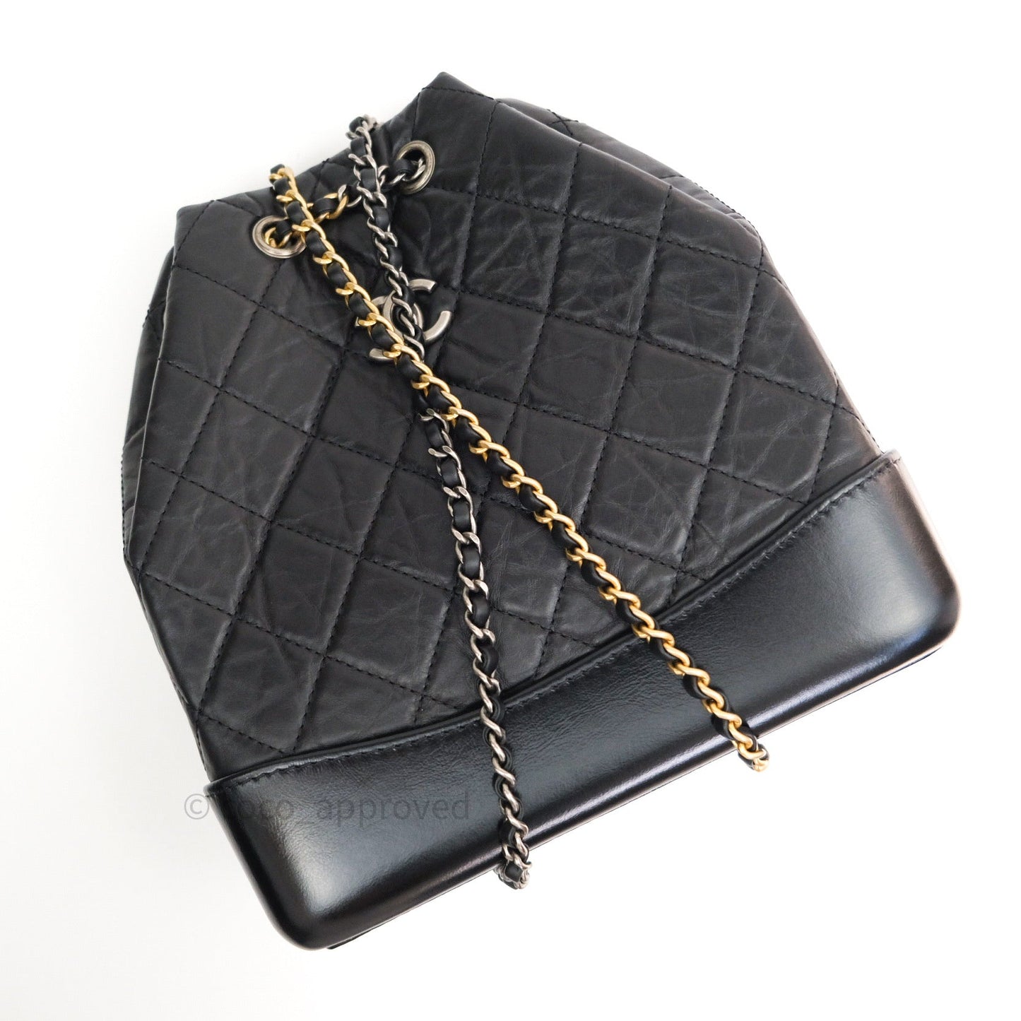 Chanel Gabrielle Backpack Black Aged Calfskin Small Black
