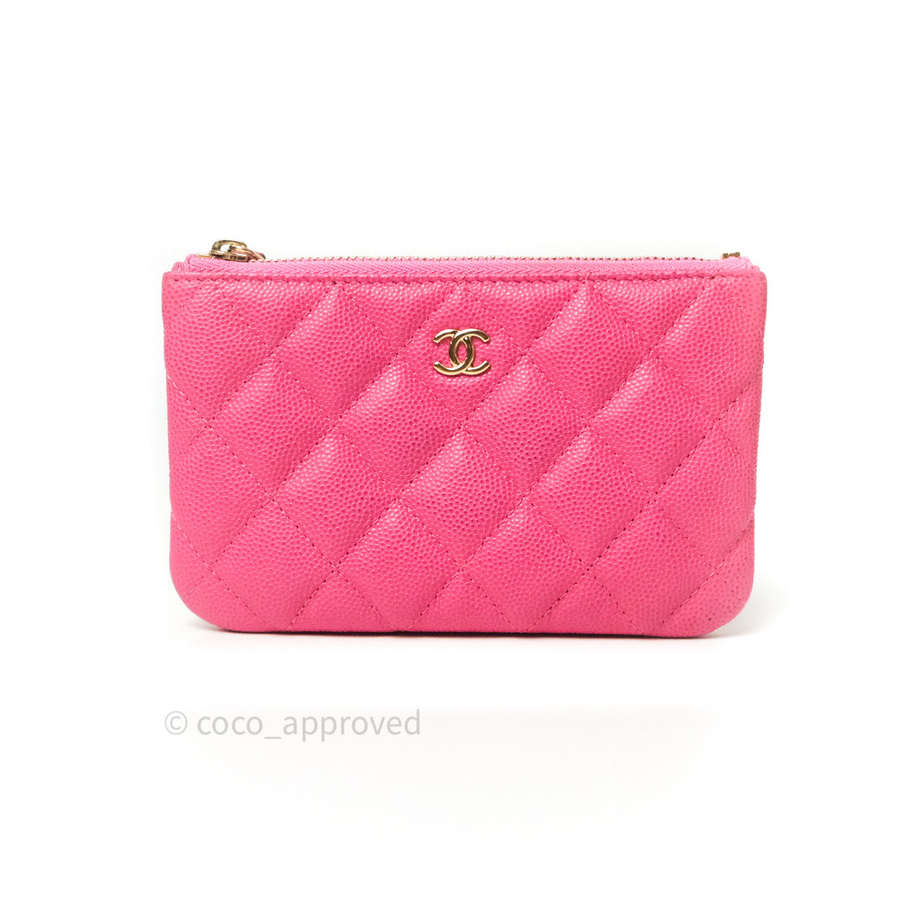 Chanel Quilted Mini O Case Pink Caviar Gold Hardware