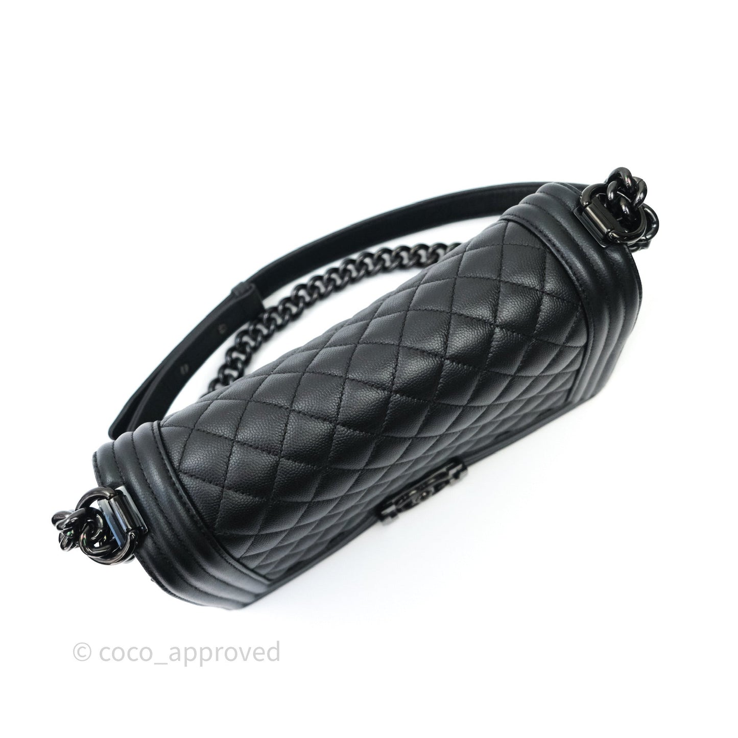 Chanel Quilted Medium Caviar Boy Flap So Black Hardware