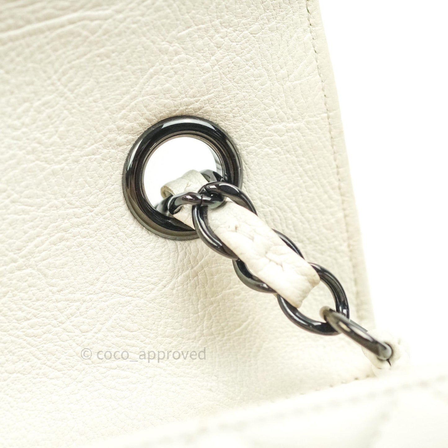 Chanel Quilted Mini Rectangular Flap Ivory Grained Calfskin Black Hardware