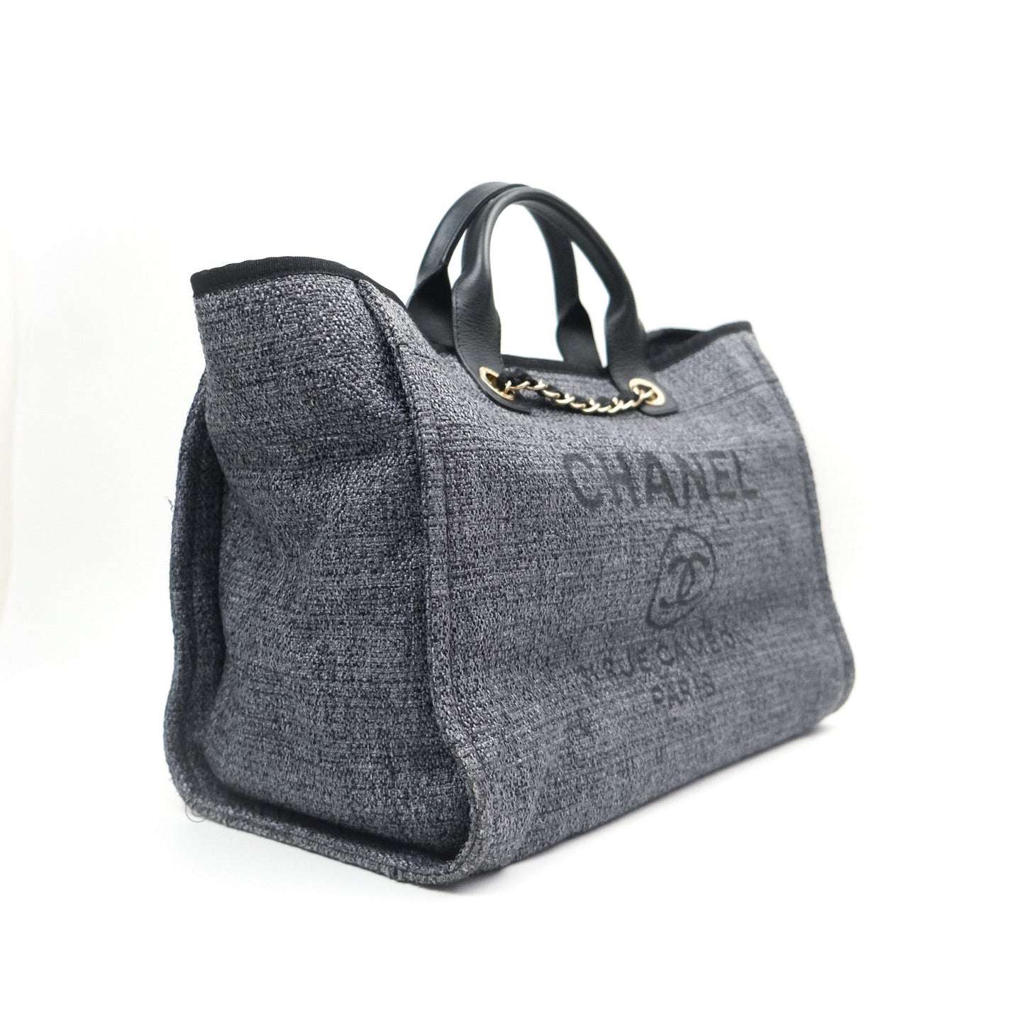 Chanel Large Deauville Charcoal Grey Canvas