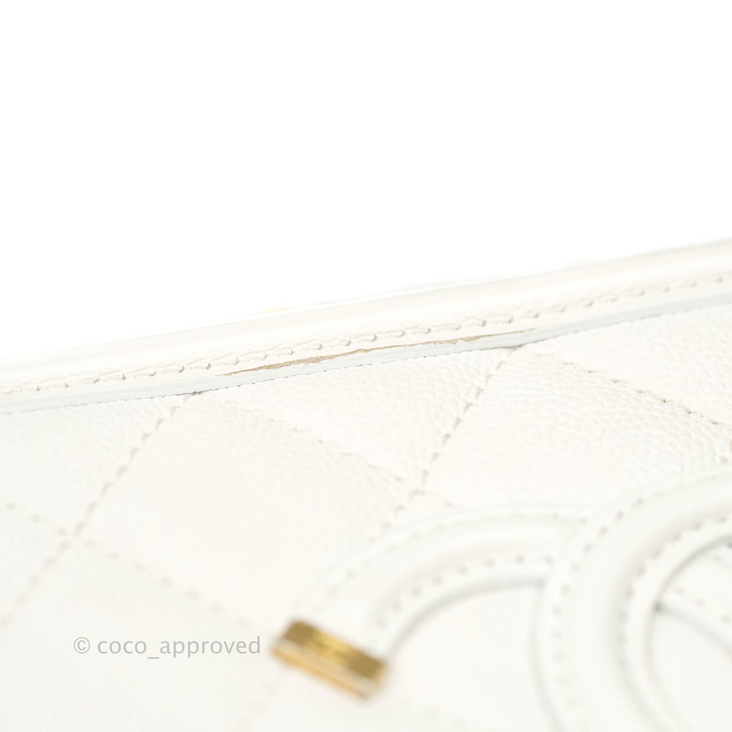 Chanel Quilted Small CC Filigree Vanity Case White Caviar