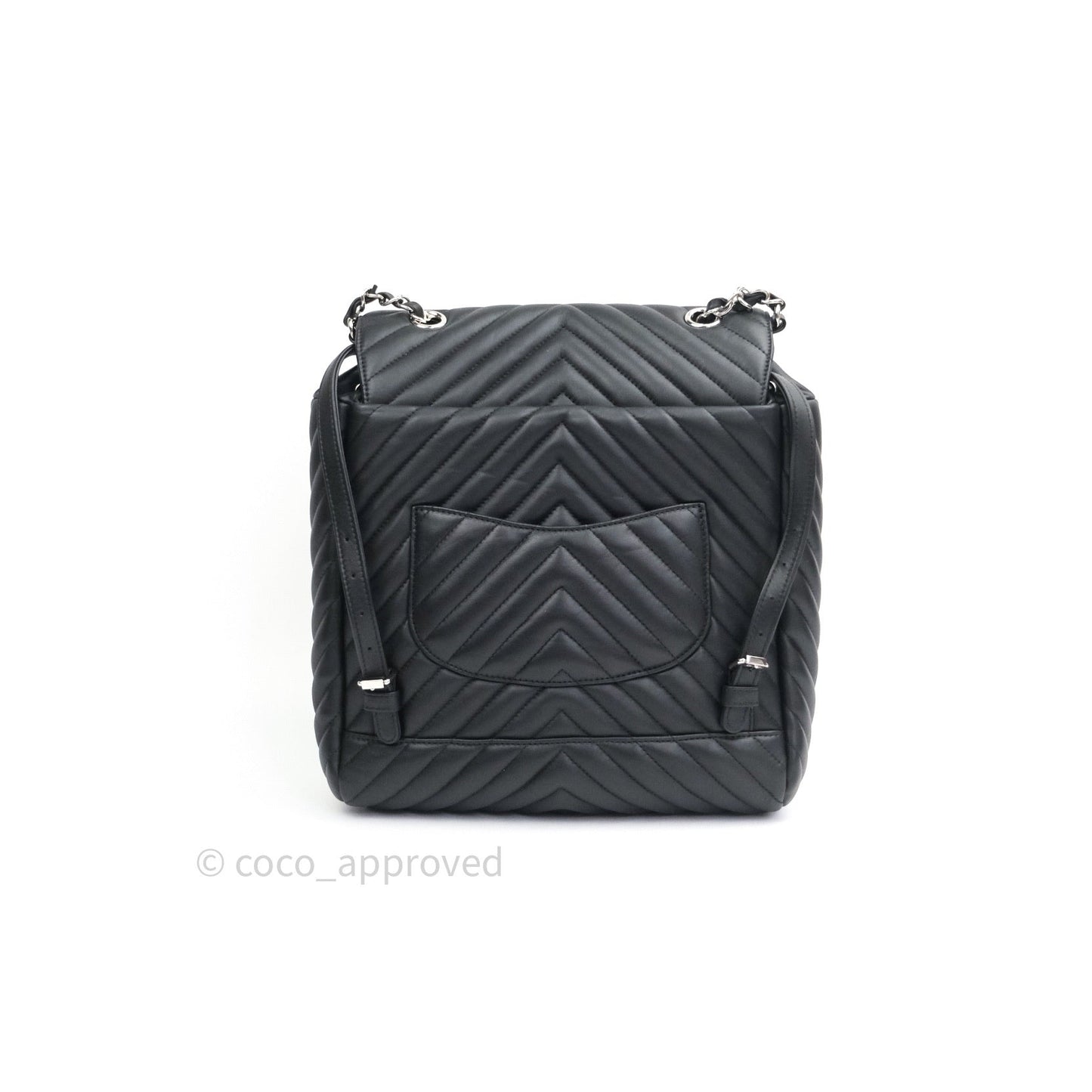 Chanel Calfskin Chevron Small Urban Spirit Backpack Black Silver Hardware
