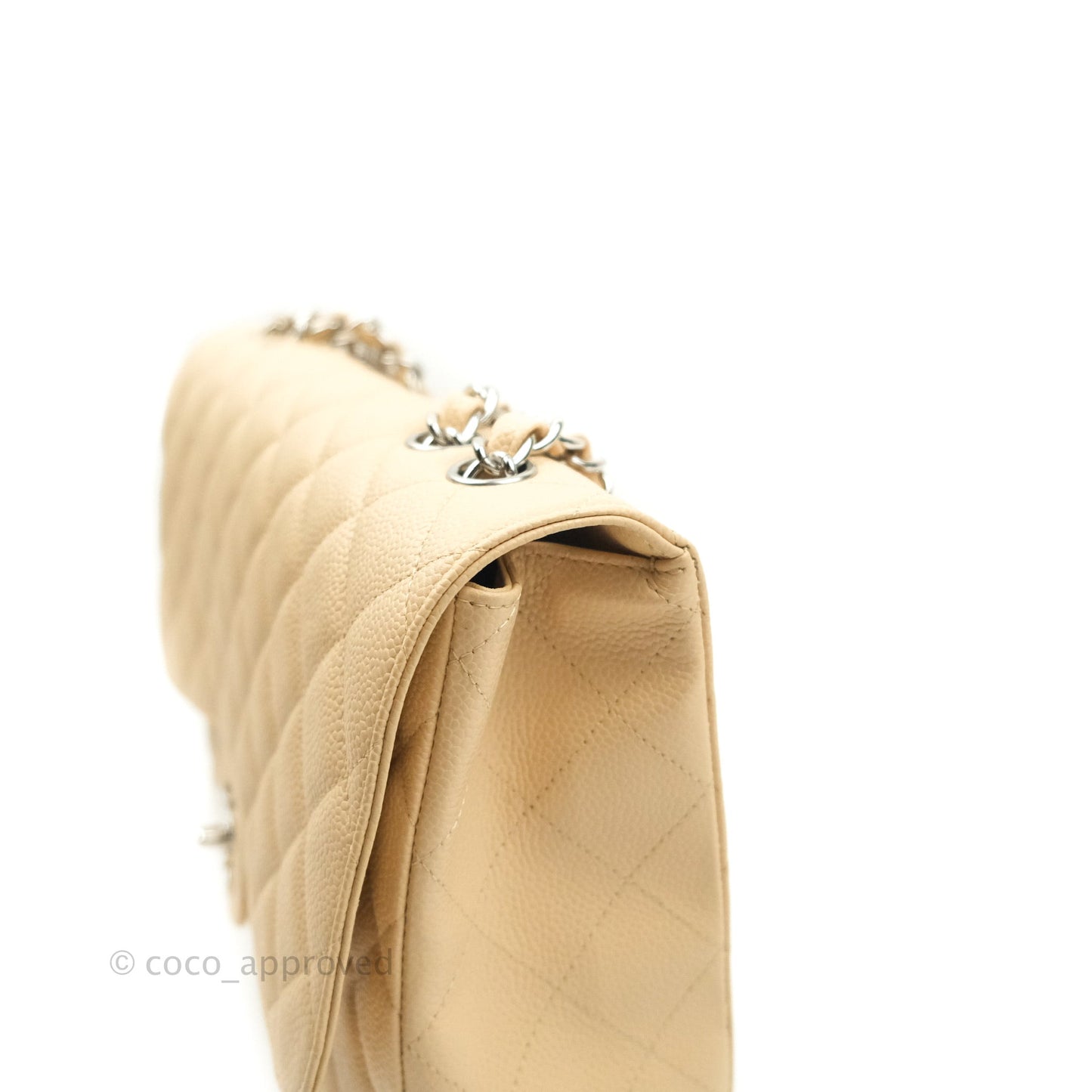 Chanel Jumbo Single Flap Beige Caviar Silver Hardware⁣⁣