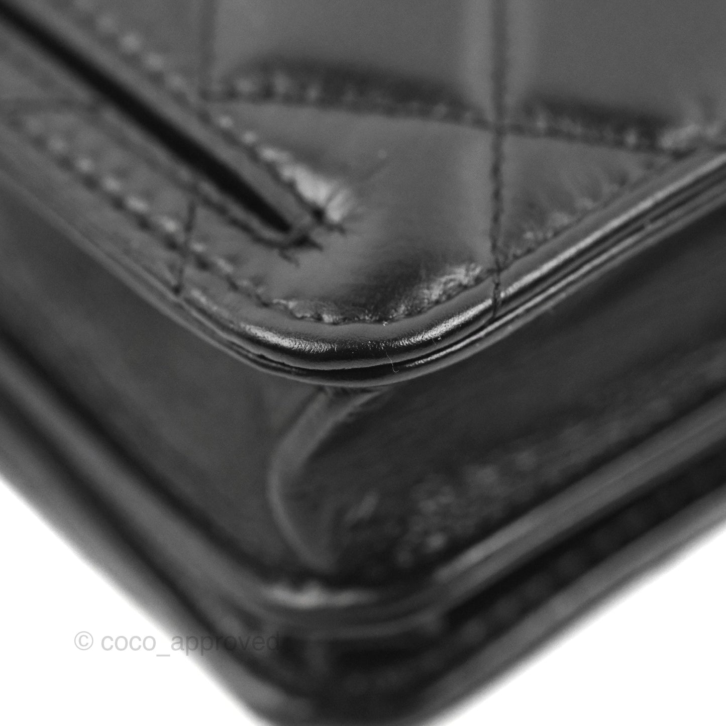 Chanel Quilted Large Pearl Mini Wallet On Chain WOC Black Calfskin