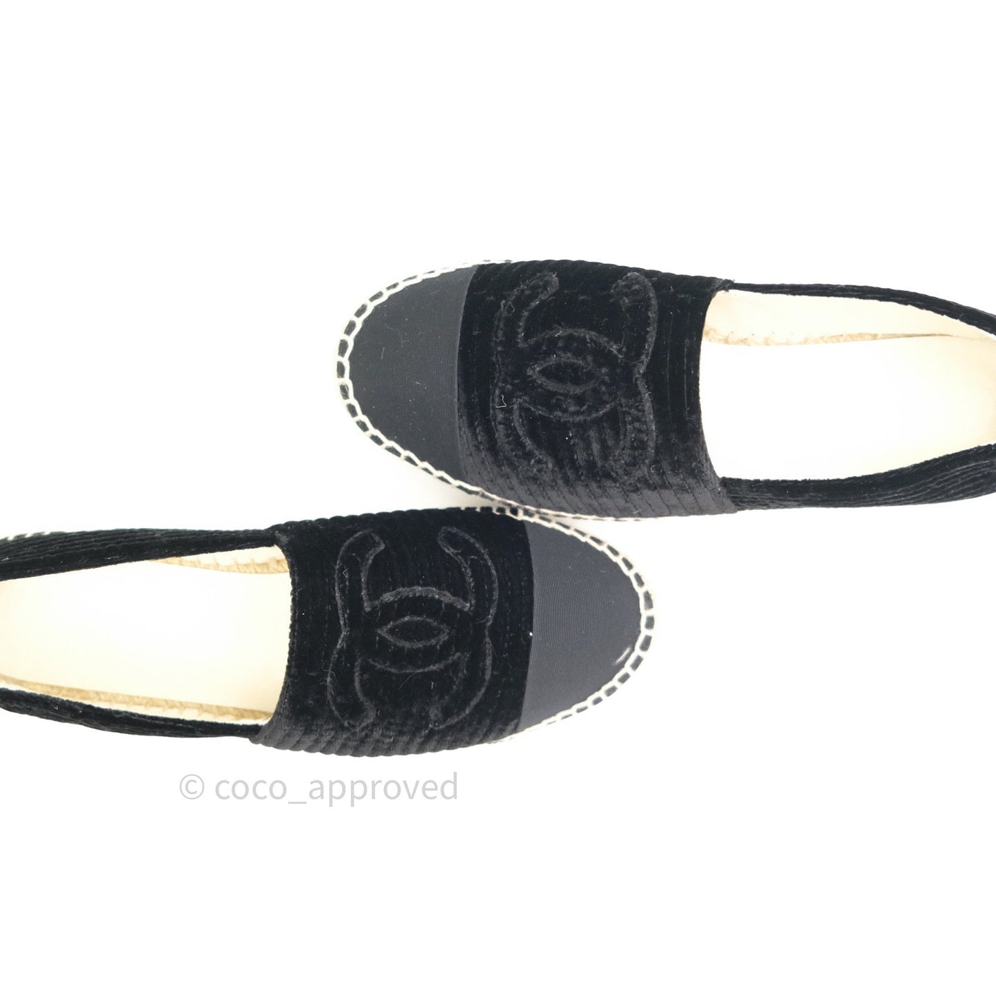 Chanel Espadrille Black Velvet Size 38