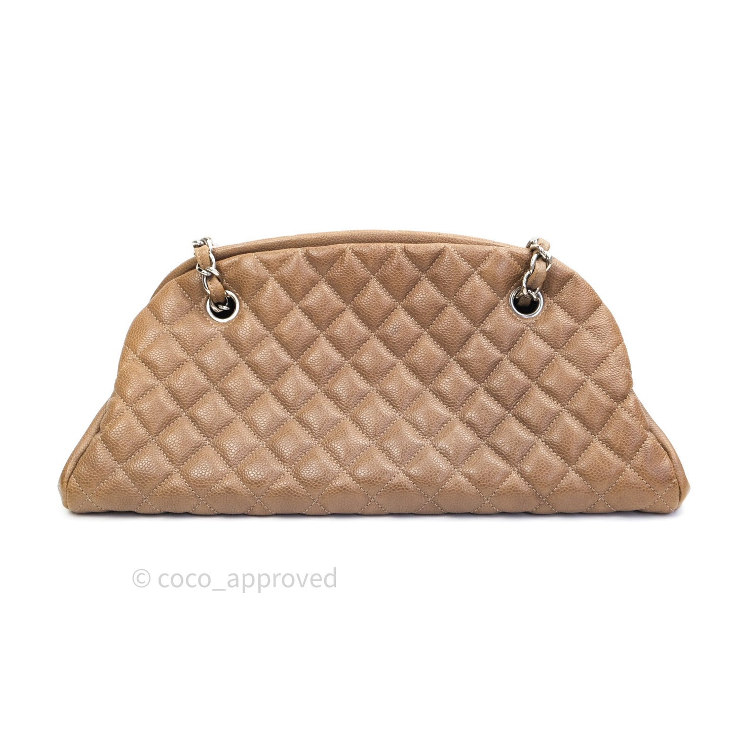 Chanel Mademoiselle Bowling Medium Light Brown Caviar Leather Silver Hardware