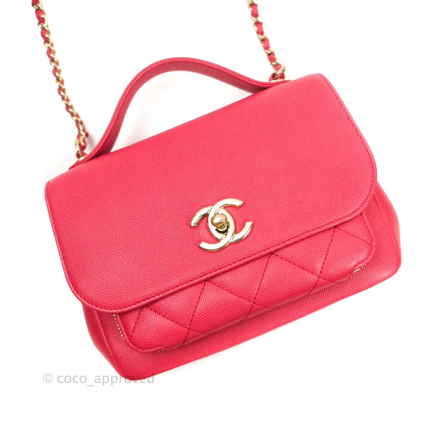 Chanel Quilted Small Business Affinity Flap Rosy Red Caviar Gold Hardware