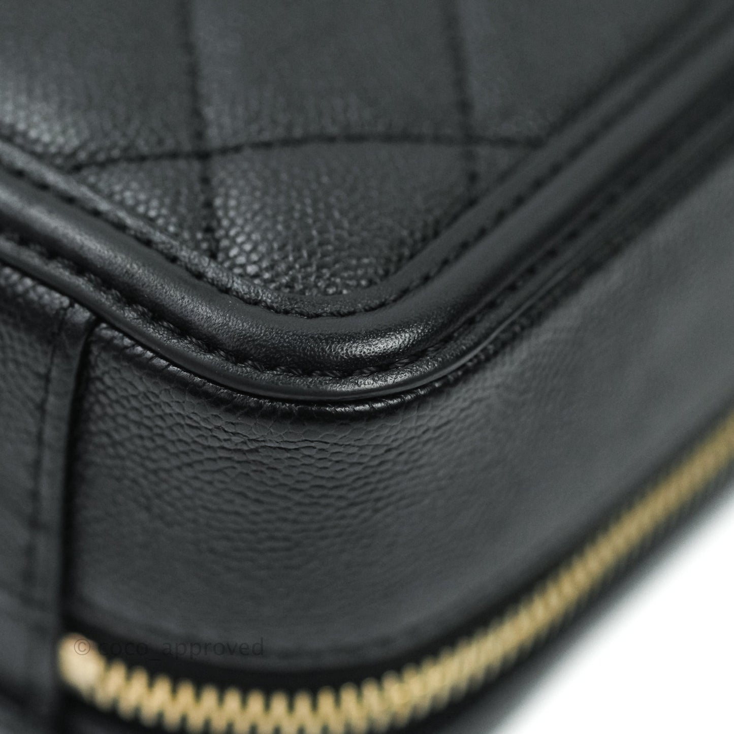 Chanel Quilted Small CC Filigree Vanity Case Black Caviar