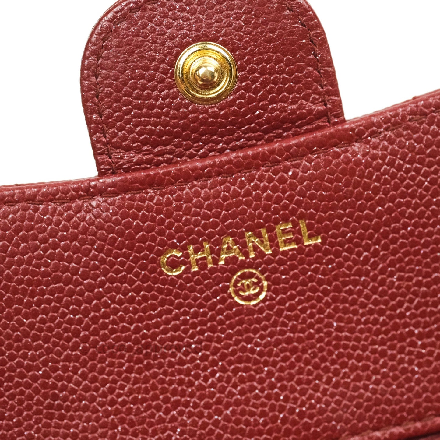 Chanel Classic Small Compact Wallet Iridescent Burgundy Gold Hardware