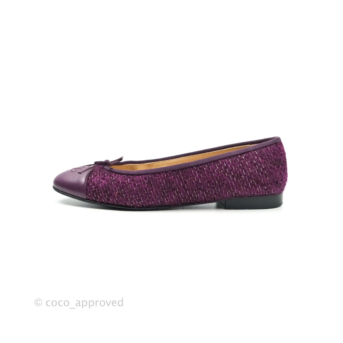 Chanel Ballerina CC Tweed Lambskin Purple Size 38 1/2