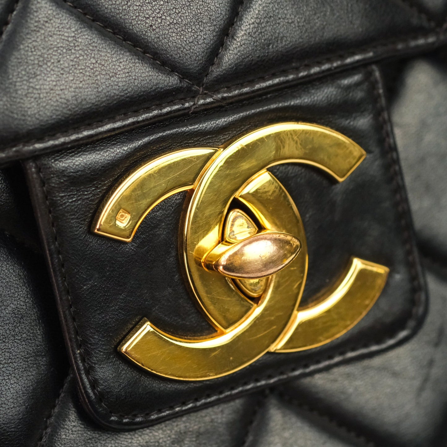 Chanel Vintage Double Sided Briefcase Black Lambskin 24K Gold Hardware