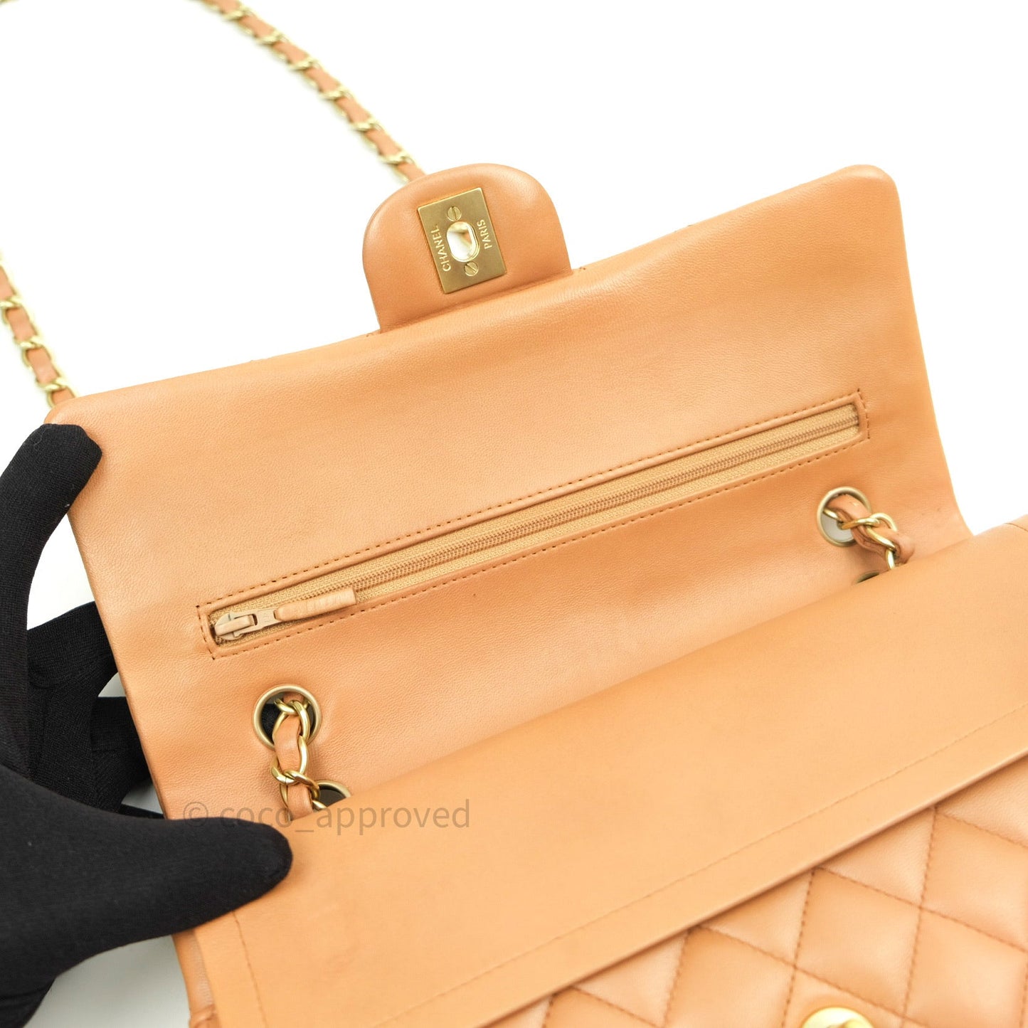 Chanel Classic M/L Beige Lambskin Gold Hardware