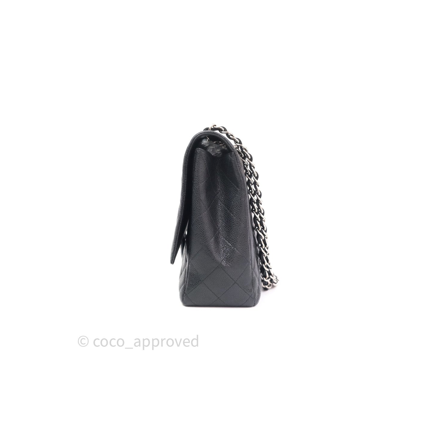 Chanel Classic Maxi Single Flap Quilted Black Caviar Silver Hardware