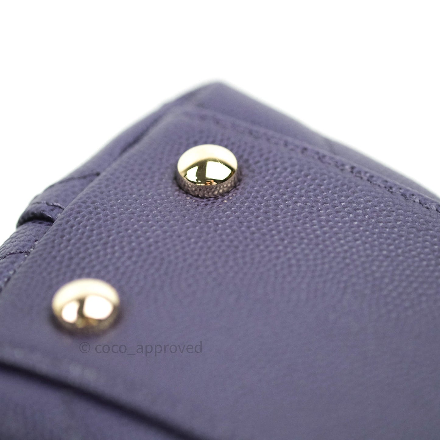 Chanel Mini Coco Handle Chevron Purple Caviar Quilted Gold Hardware