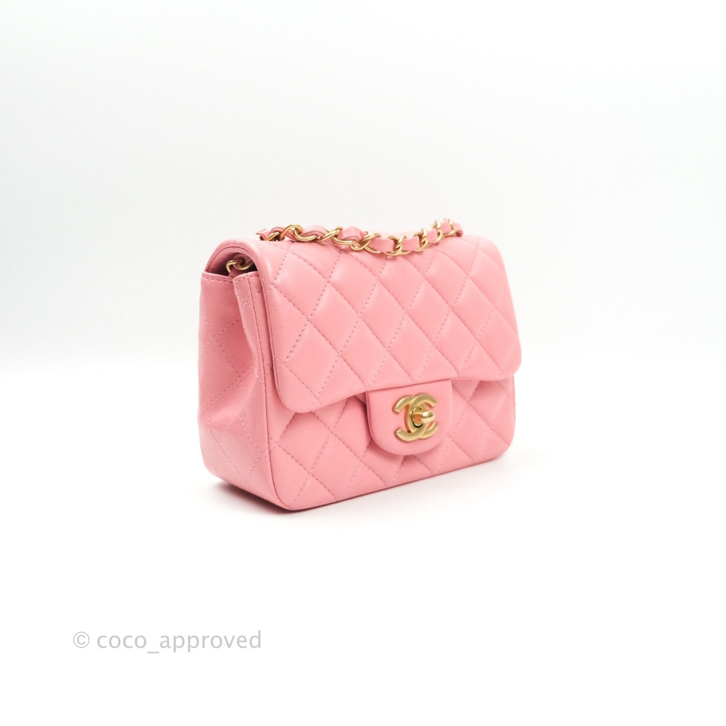 Chanel Mini Square Pink Lambskin Gold Hardware