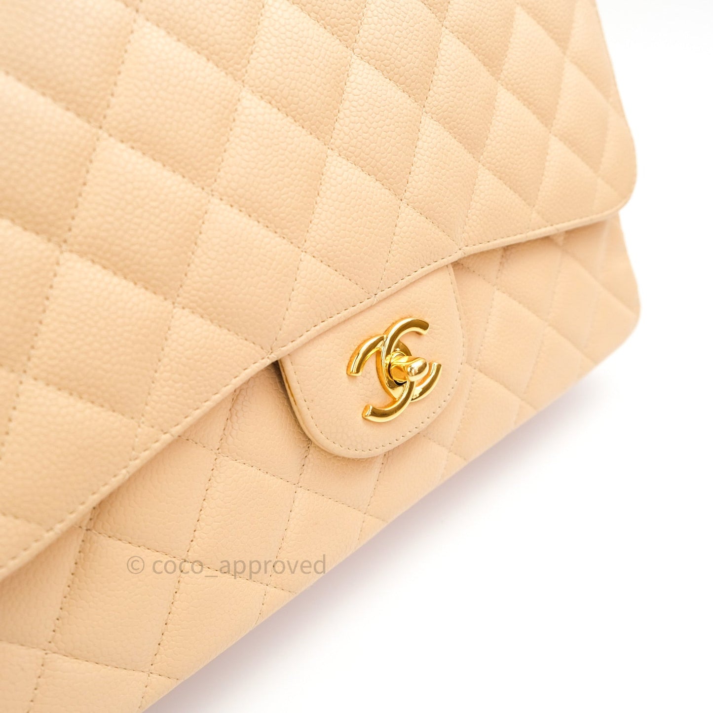 Chanel Classic Jumbo Single Flap Beige Caviar Gold Hardware⁣⁣