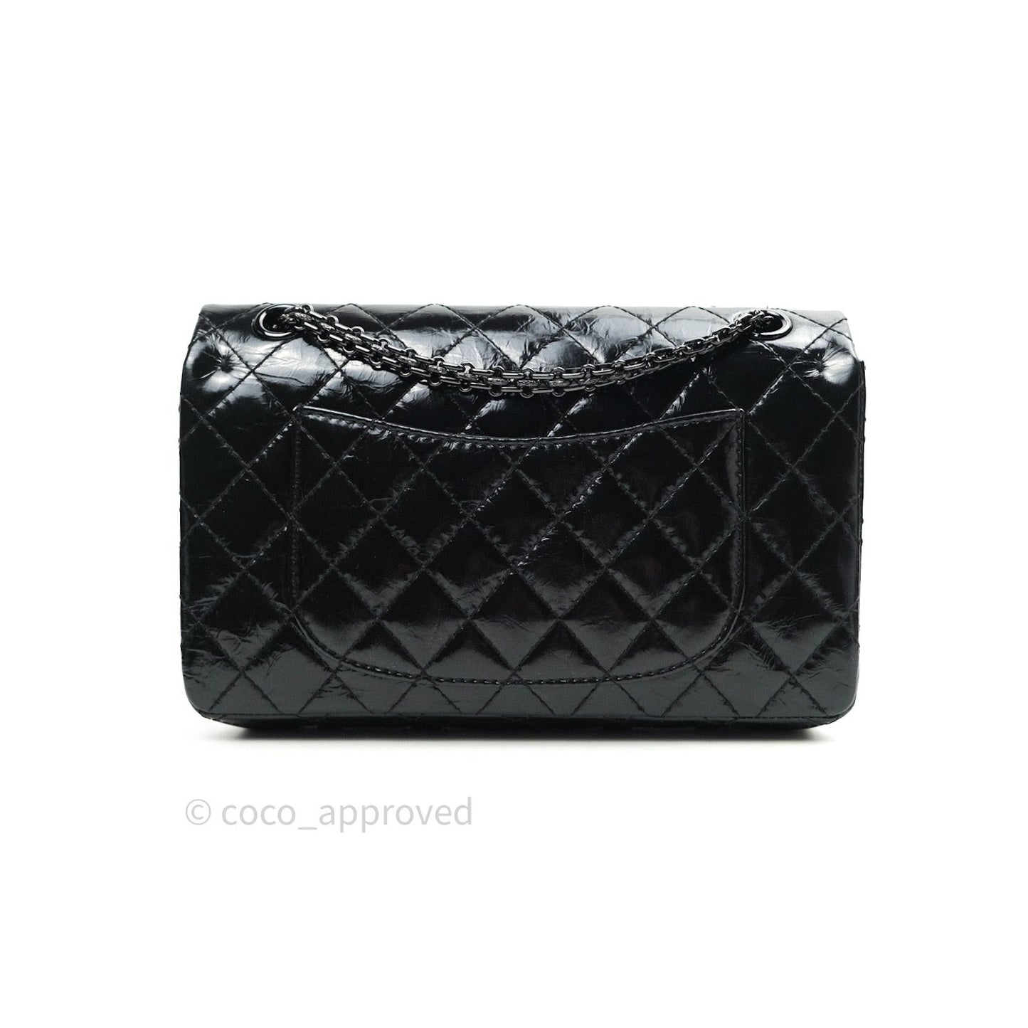 Chanel 2.55 Reissue Glazed Calfskin So Black 225 Black Hardware