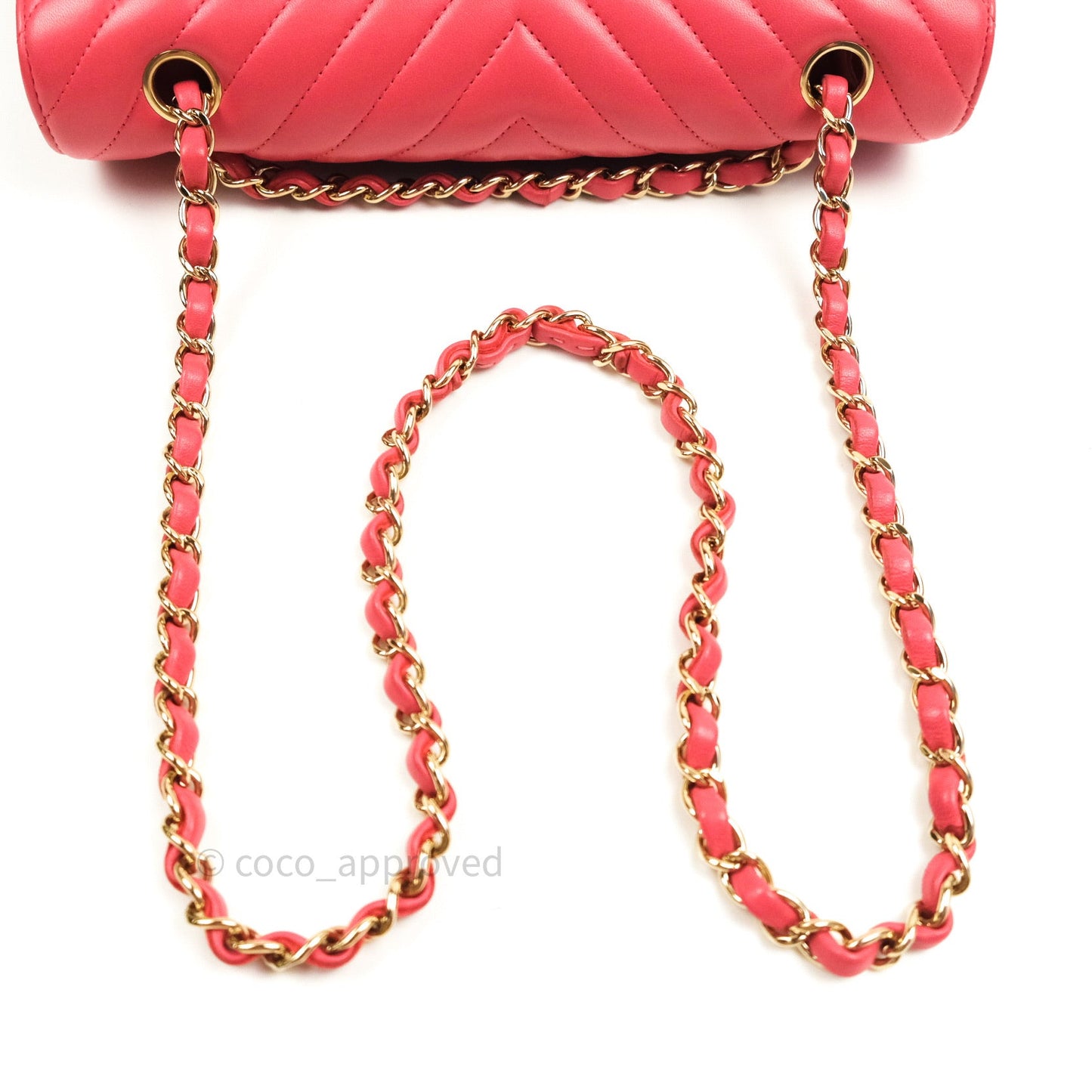 Chanel Chevron M/L Medium Double Flap Bag Dark Pink Lambskin Gold Hardware