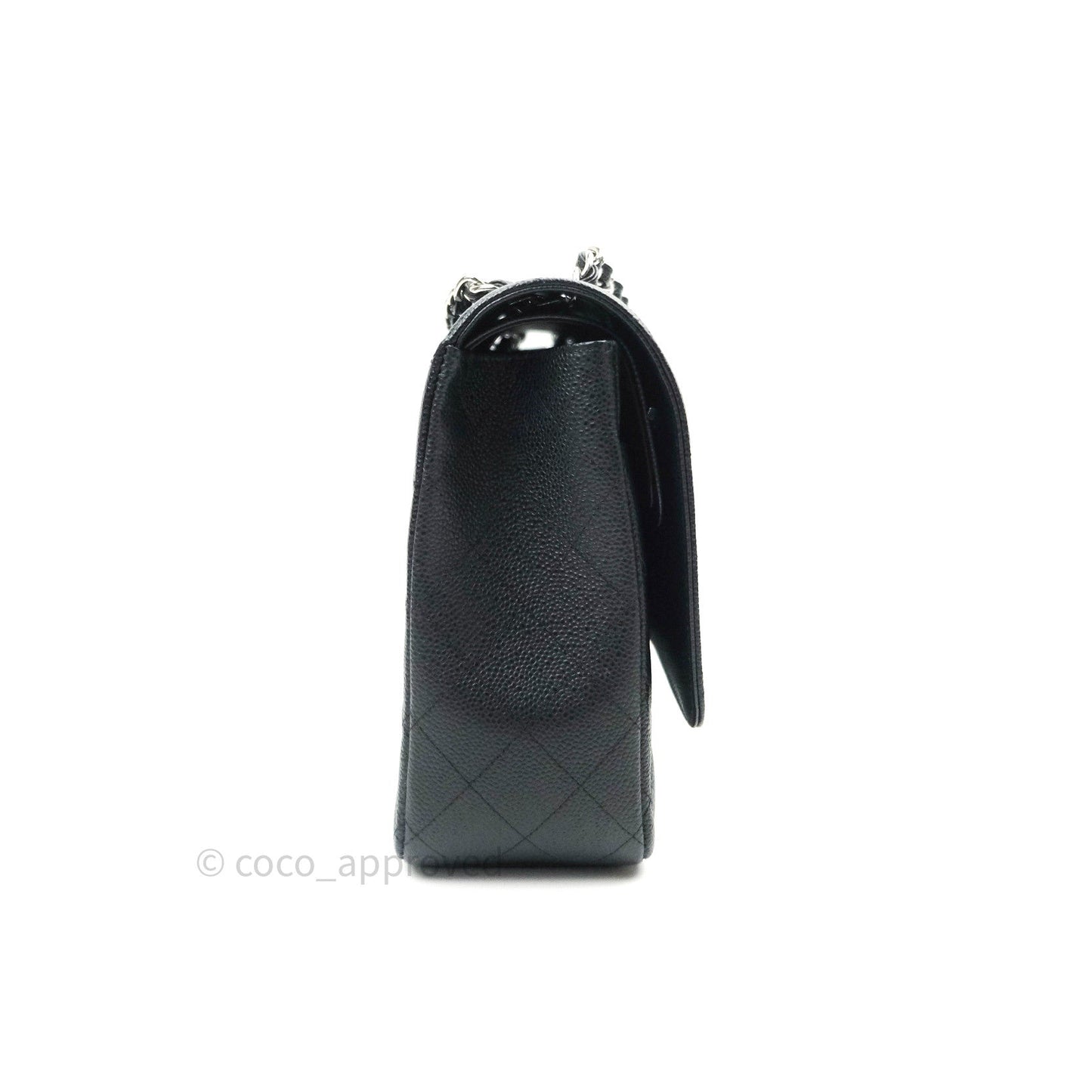 Chanel Classic Jumbo Double Flap Maxi Black Caviar Silver Hardware