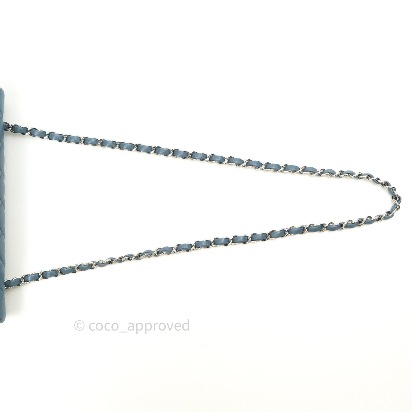 Chanel Classic M/L Lambskin Medium Double Flap Teal Blue Silver Hardware