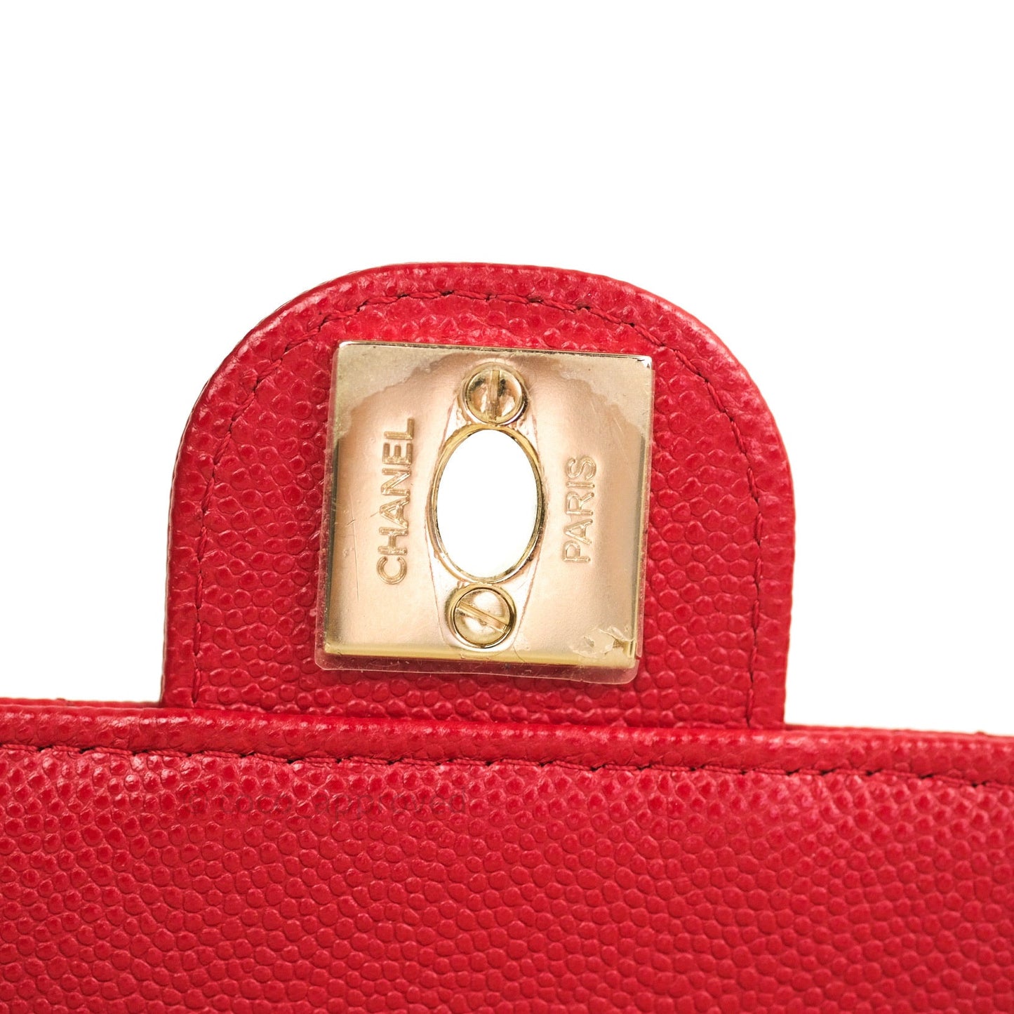 Chanel Classic Red Caviar Gold Hardware Phone Holder