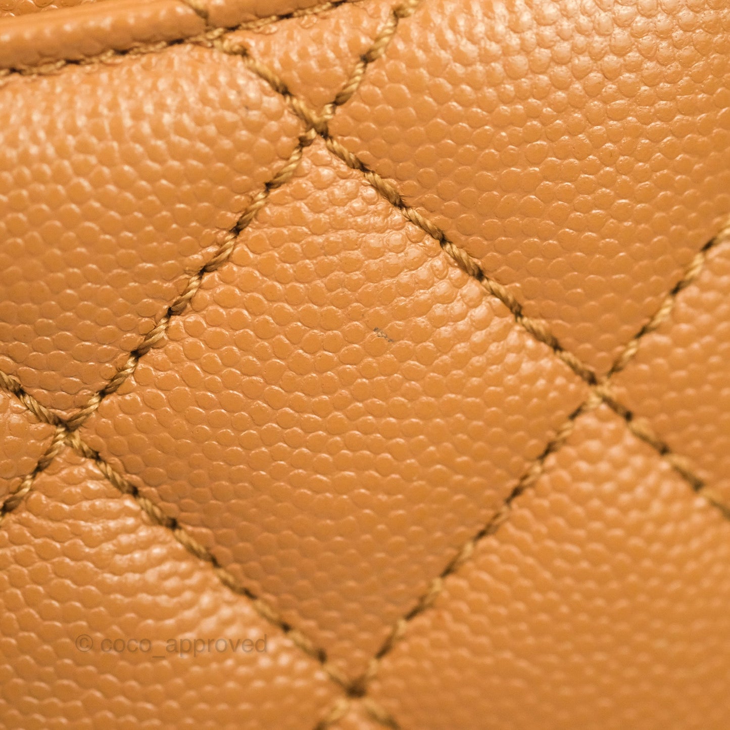 Chanel Mini (Small) Coco Handle Quilted Dark Beige Caramel Caviar Gold Hardware Lizard Embossed Handle 21P