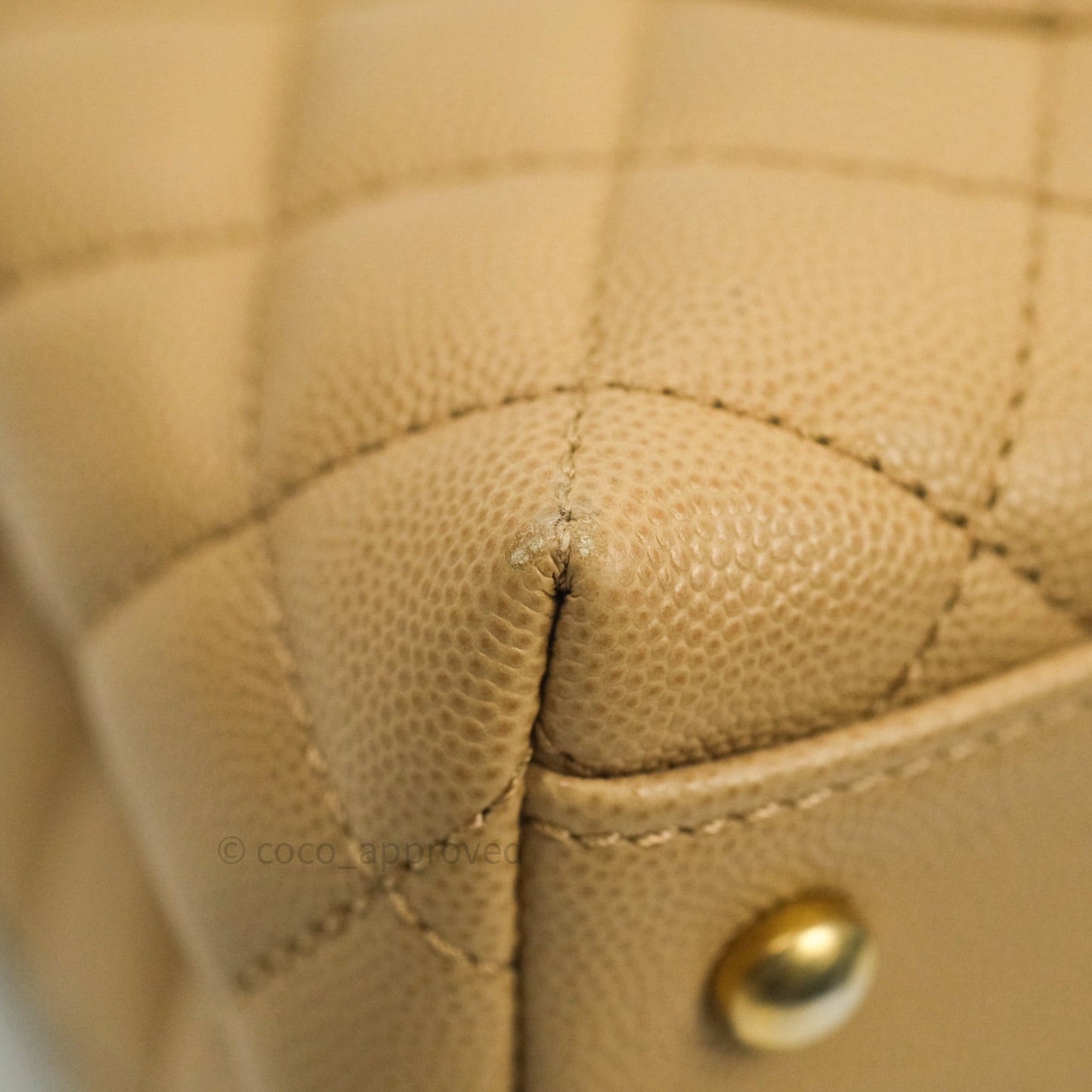 Chanel Mini Coco Handle Quilted Beige Caviar Gold Hardware Lizard Embossed Handle