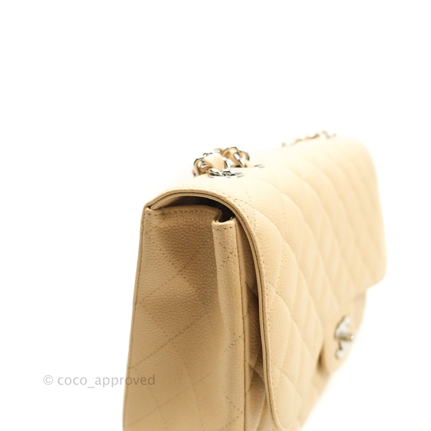 Chanel Jumbo Single Flap Beige Caviar Silver Hardware⁣⁣