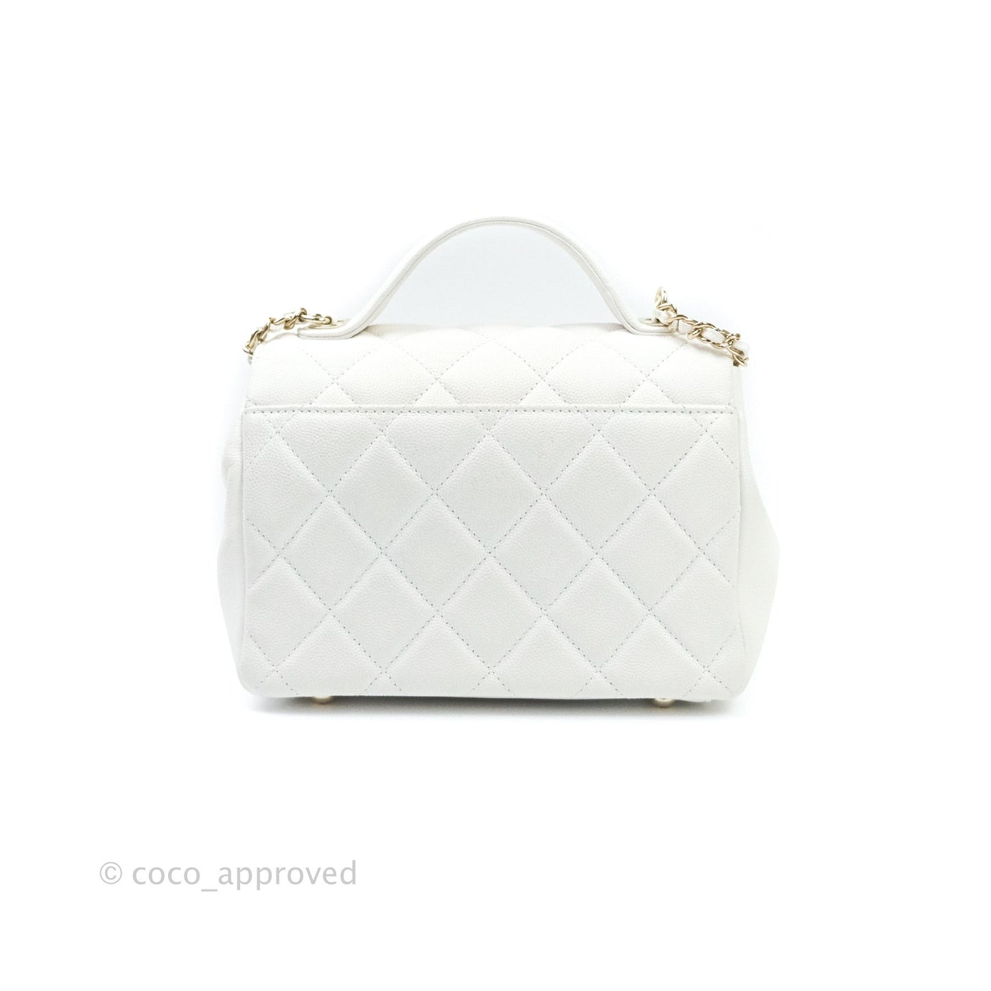 Chanel Quilted Small Business Affinity Flap White Caviar Light Gold Hardware