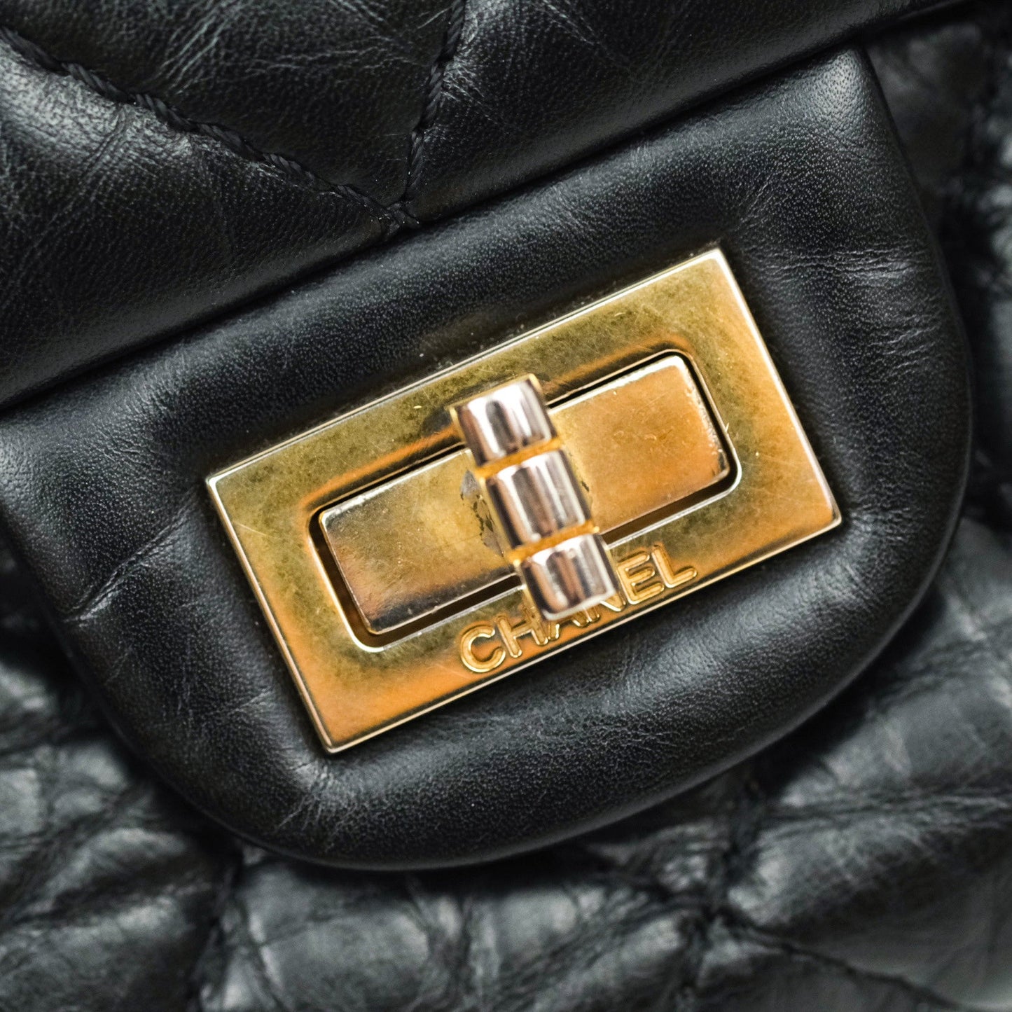 Chanel Reissue Quilted Aged Calfskin Black Gold Hardware 226