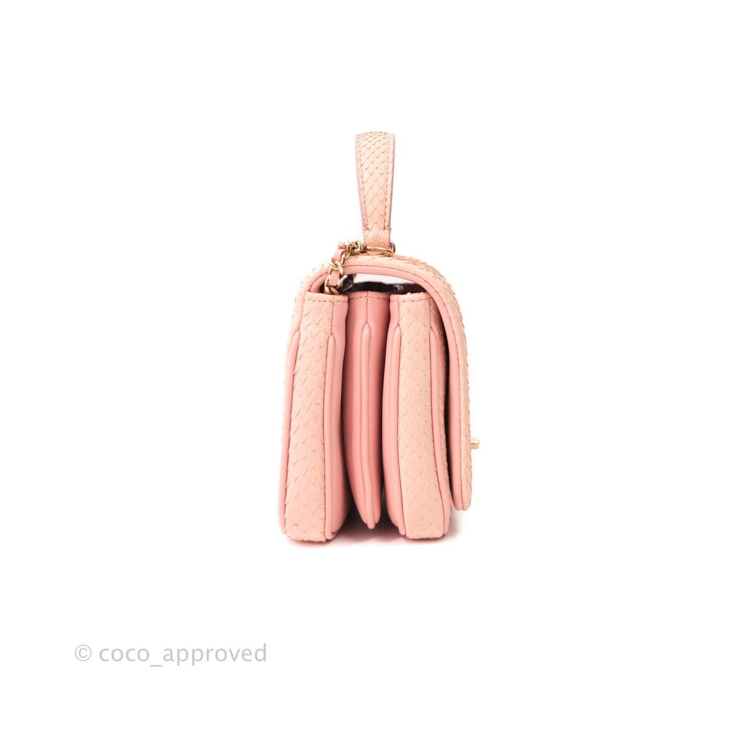 Chanel Small Handle Flap Bag Pink Python Gold Hardware