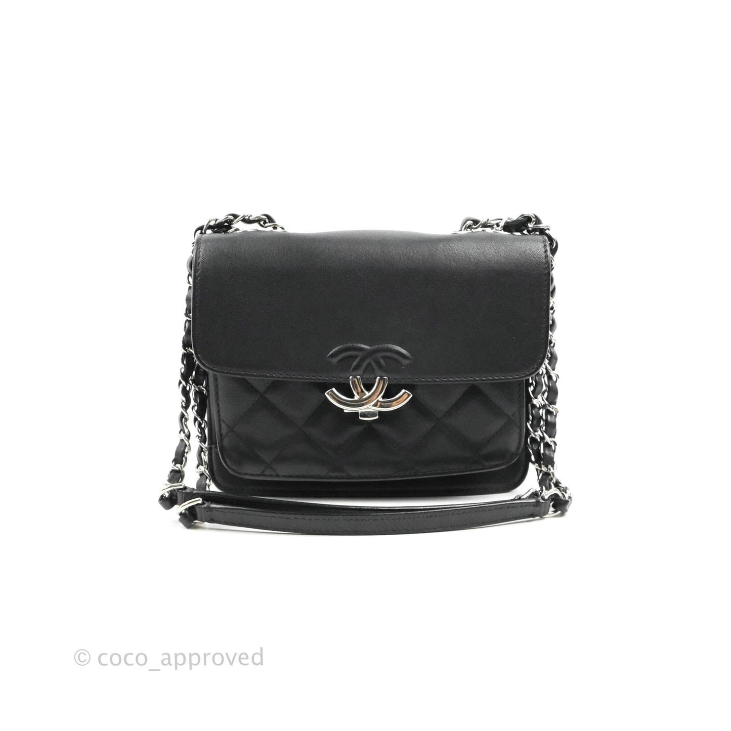 Chanel Quilted Mini Urban Companion Flap Black Calfskin Silver Hardware