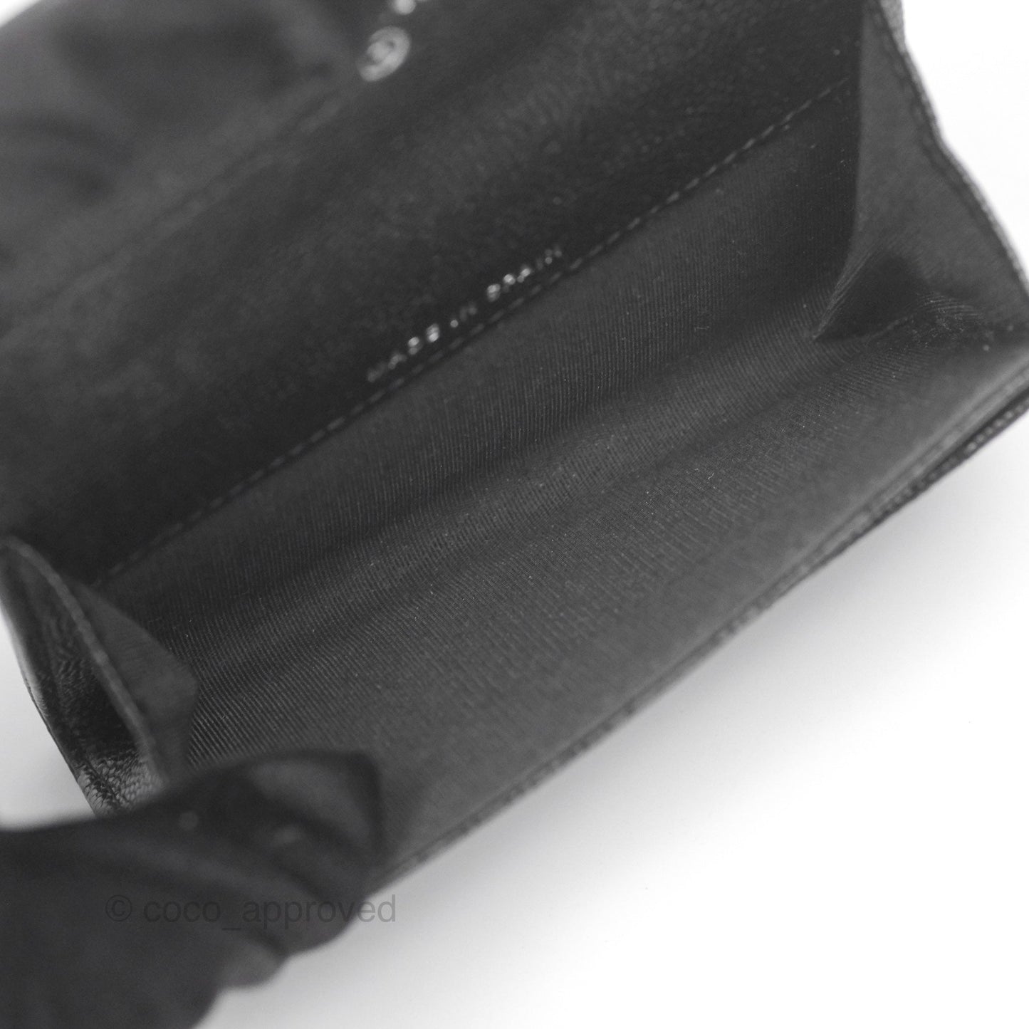 Chanel Quilted Boy Flap Card Holder Black Caviar Ruthenium Hardware