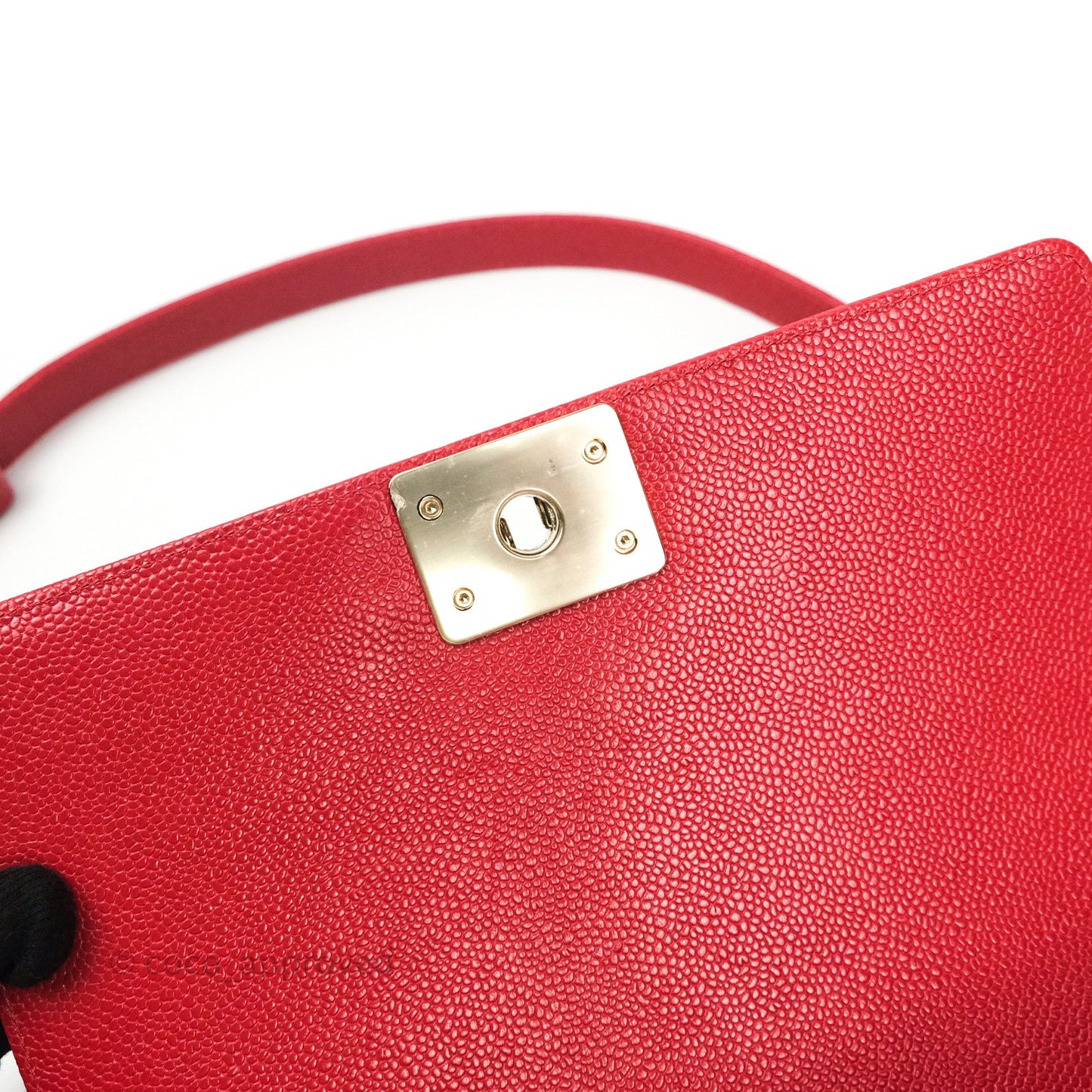 Chanel Boy Quilted Medium Red Caviar Gold Hardware