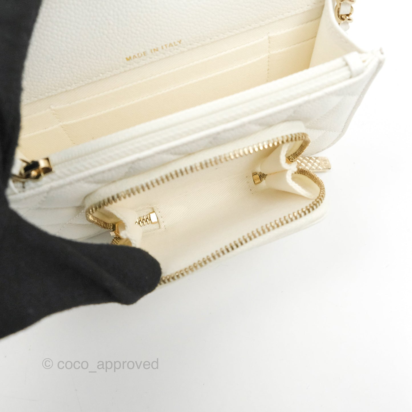 Chanel Business Affinity Clutch With Chain White Caviar Gold Hardware